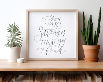 You Are Stronger Than You Think Wood Wall Art, Wood Framed Sign, Inspirational Art, Motivational Signs, Farmhouse Signs