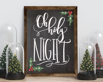 Oh Heilige Nacht Kerstbord, Kerstbord, Kerstmuurkunst, Boerderij Kerstdecor, Rustiek Kerstbord