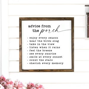 Advice From the Porch Sign, Welcome to the Porch Wood Framed Sign, Rustic Farmhouse Entryway Decor, Farmhouse Porch