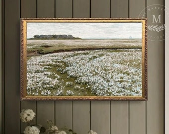 Vintage Art Spring Meadow Flower Painting, Spring Art, Floral Wall Art, Antique Art, Wall Art