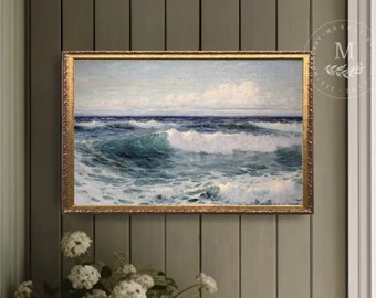 Vintage Art Hawaii Seascape Painting, Ocean Painting, Beach Wall Art, Vintage Painting, Art for Beach House