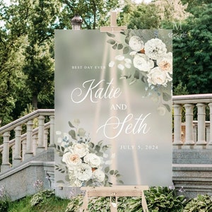 Vintage Floral Acrylic Wedding Welcome Sign, Acrylic Wedding Sign, Acrylic Signs, Wedding Signs