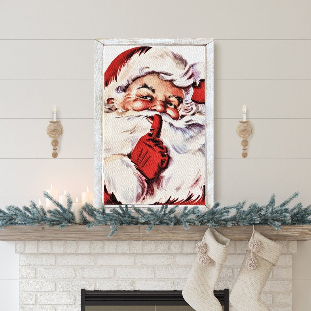 Vintage Santa Farmhouse Christmas Sign, Christmas Wall Art, Signs for