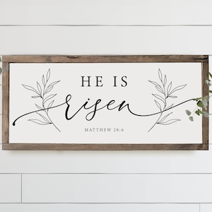 He Is Risen Sign | Easter home decor sign | easter wall decor | easter sign | wood signs | farmhouse wood sign | Easter decor | Spring Decor