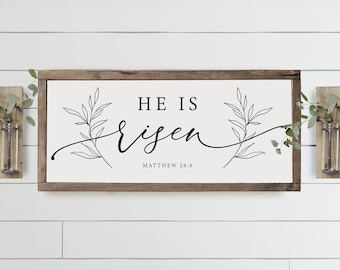 He Is Risen Sign | Easter home decor sign | easter wall decor | easter sign | wood signs | farmhouse wood sign | Easter decor | Spring Decor