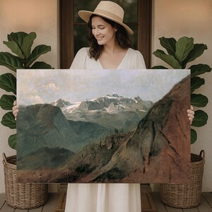 Mountain Shades Vintage Wall Art, Canvas Mountain Painting, Vintage Painting, Large Wall Art, Living Room Art