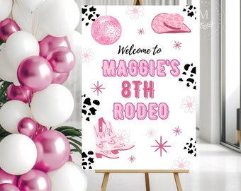 Personalized Cowgirl Rodeo Birthday Party Sign, Cowgirl Birthday Party, Disco Rodeo Birthday Party, Little Girl Birthday Party Sign