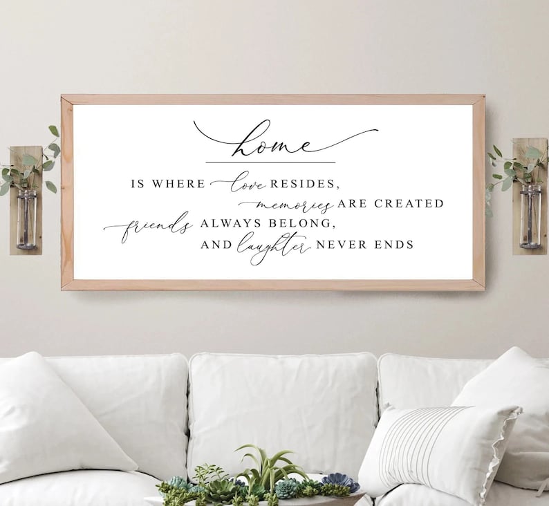 Home is where love resides sign, home decor sign, farmhouse signs, home sign, family room sign, wood signs, farmhouse wall decor image 3