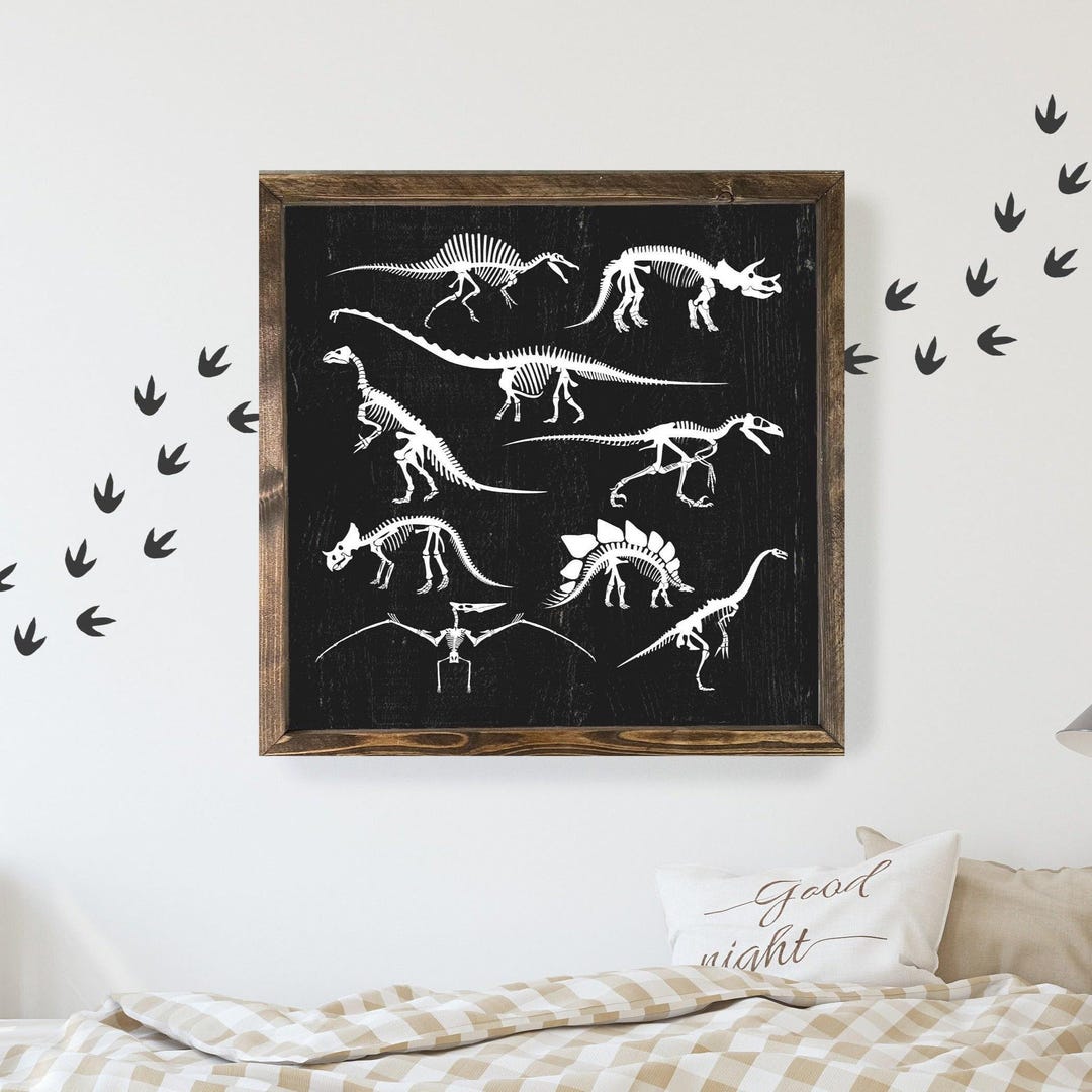 Dinosaur Skeletons Wood Wall Decor, Dinosaur Art, Dinosaur Prints ...