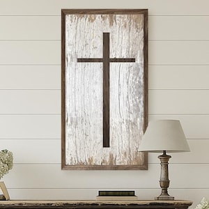 Rustic Cross Sign, Christian Wall Art, Wood Framed Sign Wall Art, Christian Cross Sign, Bible Verse Sign, Wood Framed Sign