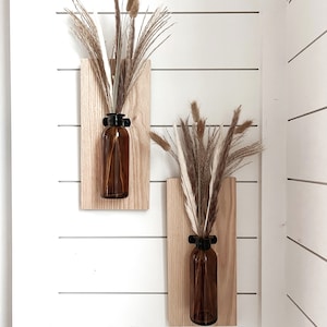 Fall Wood Wall Sconces, Boho Wood Wall Sconces, Farmhouse Wall Decor, Bohemian Modern Decor, Propagation Wall Hanging, Set of 2