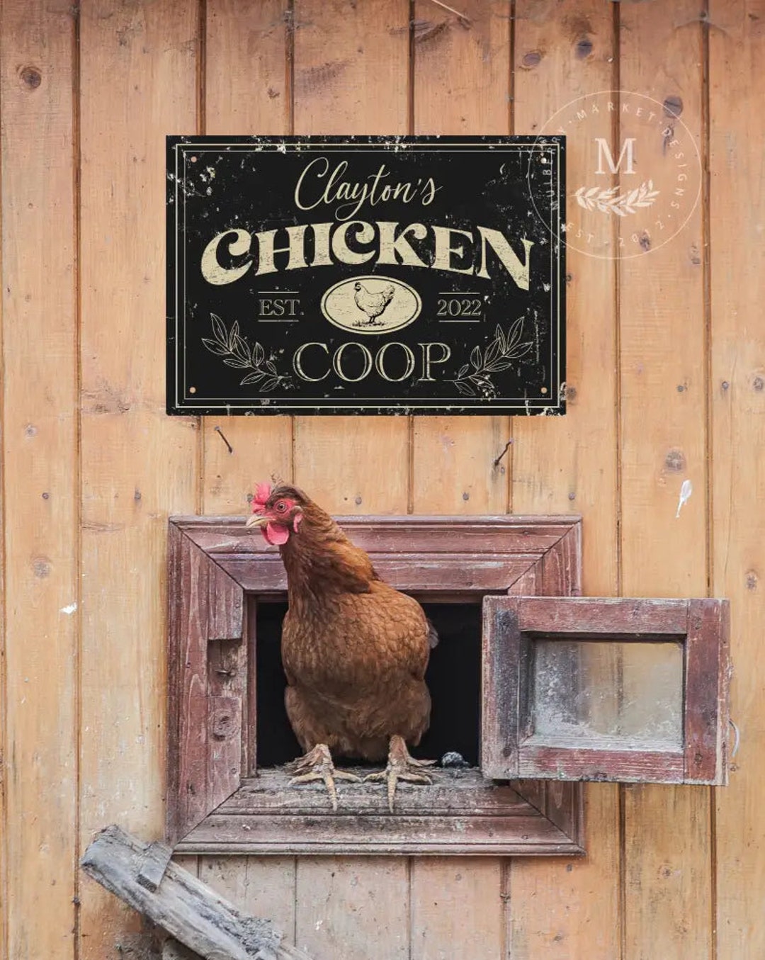 Personalized Chicken Coop Farmhouse Metal Sign, Chicken Coop Sign