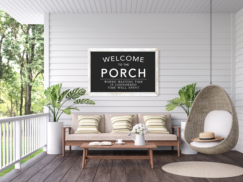 Welcome to the Porch Farmhouse Wood Sign, Porch Sign, Sign for Porch, Farmhouse Sign Quality Print image 2