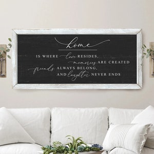 Home is where love resides sign, home decor sign, farmhouse signs, family room sign, wood signs, farmhouse wall decor Quality Print image 3