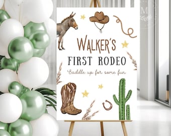 Personalized Rodeo Cowboy Birthday Party Sign, Cowboy Party Sign, Rodeo party Sign