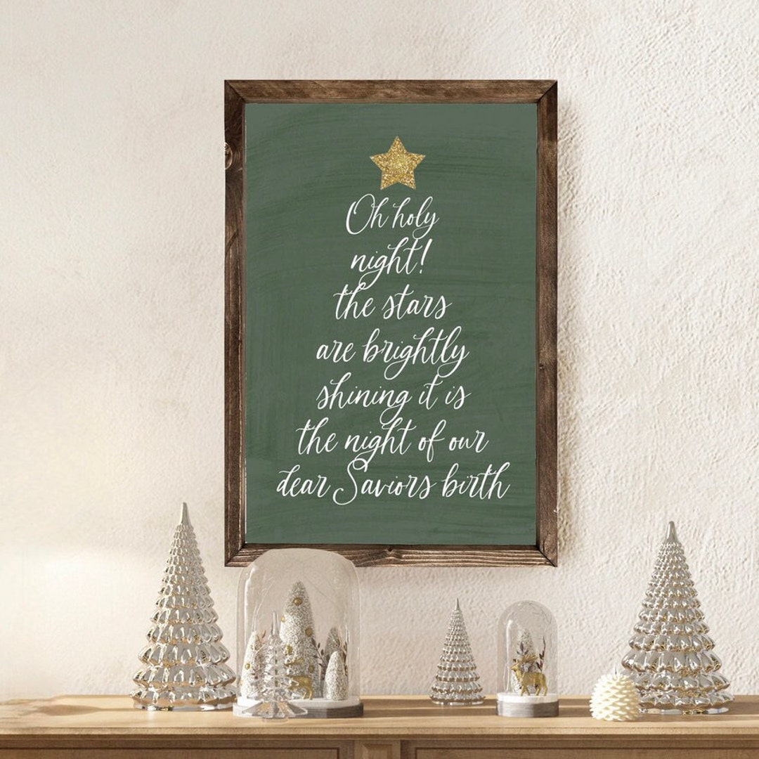 Green Oh Holy Night Christmas Sign, Farmhouse Christmas, Christian ...