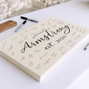 Personalized Wedding Guest Book Family Name Sign | Canvas Wedding Sign | Signing Board | Alternative Guest Book | Modern Wedding Sign