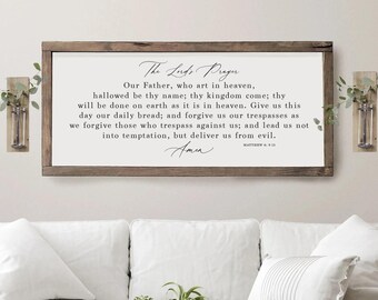 The Lord&#39;s Prayer Wood Sign, Bible Verse Sign, Matthew 6 Sign, Christian Wall Art, Lord&#39;s Prayer Sign, Farmhouse Sign, Sign for Home