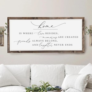 Home is Where Love Resides sign, home decor sign, farmhouse signs, home sign, family room sign, wood framed signs, farmhouse wall decor