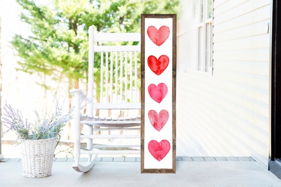 Hearts Valentines Day Wood Framed Porch Sign, Welcome Porch Sign, Valentines Day Sign, Front Porch Decor, Farmhouse Decor