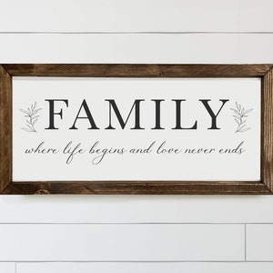 Family Where Life Begins Sign, Family Sign, Love Quote Sign, Living Room Sign, Bedroom Sign, Gift for Mom