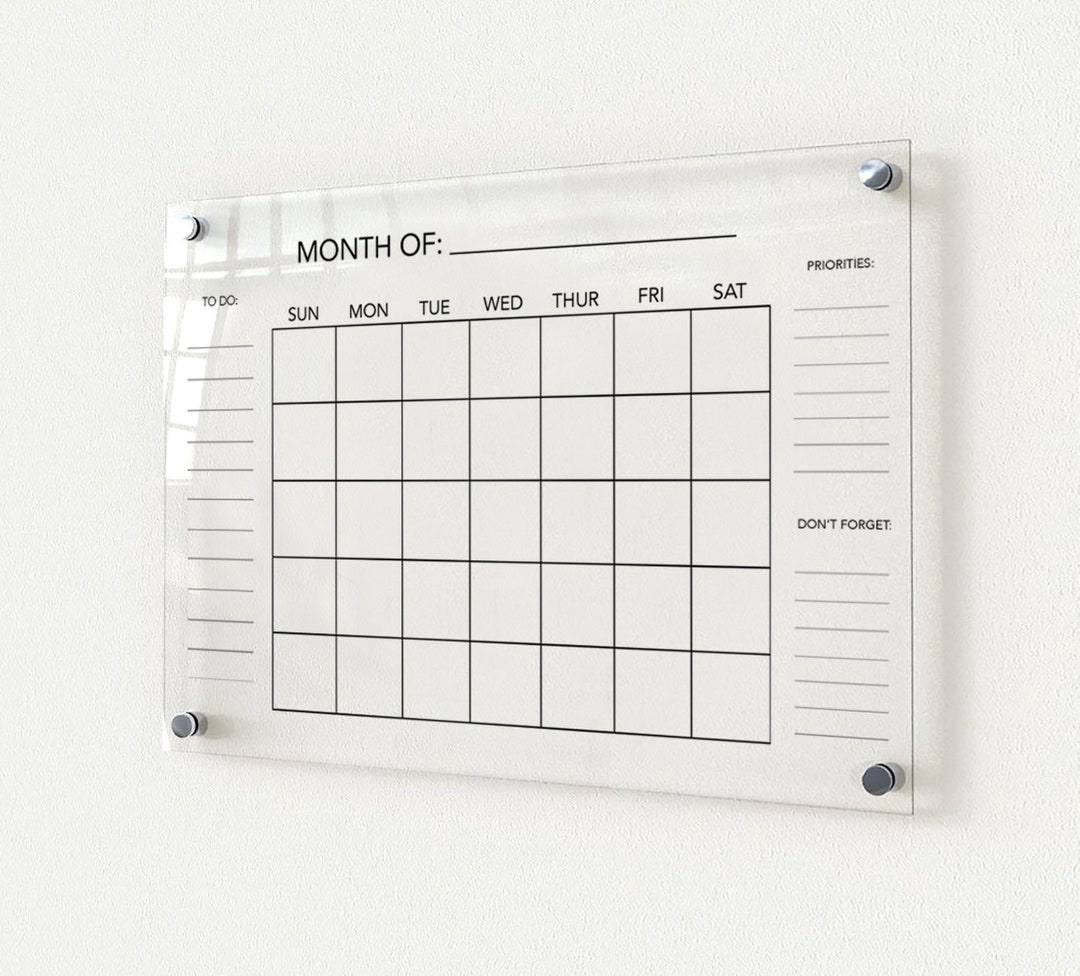 Acrylic Wall Calendar, Acrylic Calendar With Wood Frame Personalized