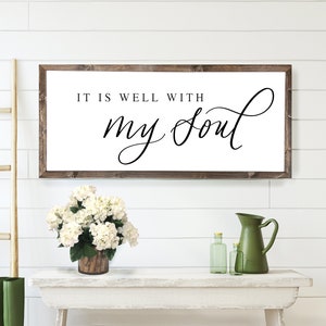 It Is Well With My Soul Wood Framed Sign, bible verse sign, scripture sign, living room sign, sign for entryway, christian wall art