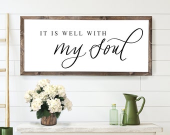 It Is Well With My Soul Wood Framed Sign, bible verse sign, scripture sign, living room sign, sign for entryway, christian wall art