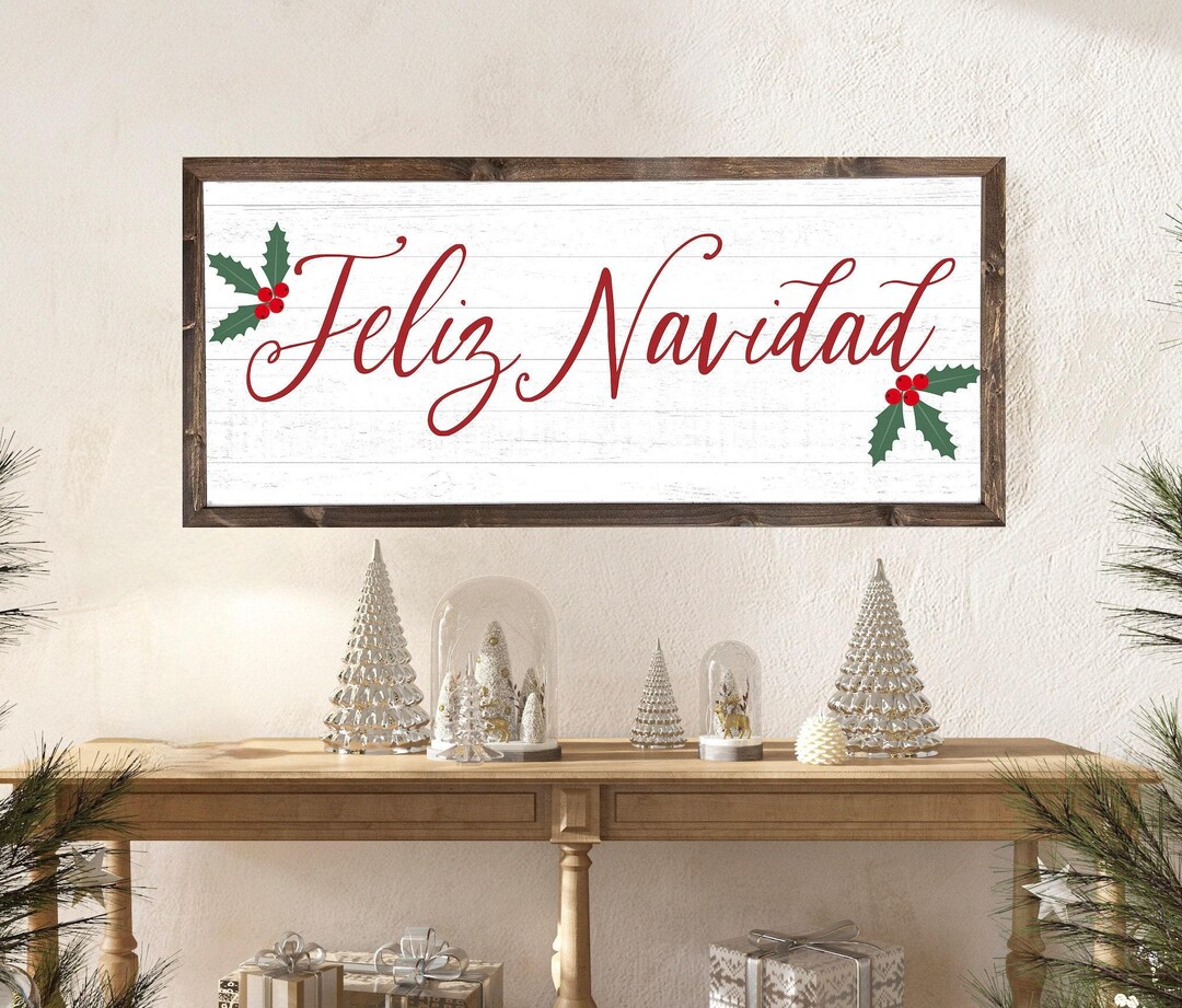 Letreros navideños / Feliz Navidad / Letrero enmarcado en madera ...
