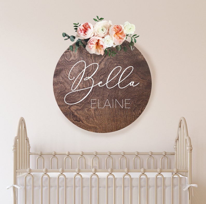 Pink Nursery Baby Girl Nursery Sign Above the Crib Sign Personalized Baby Name Sign| Sign for Nursery Wooden Nursery Sign