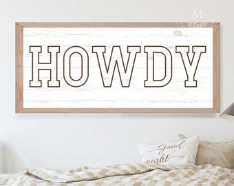 Howdy Rustic Wood Framed Sign, Handmade Welcome Sign for Home Decor, Wood Wall Art, Nursery Wall Art