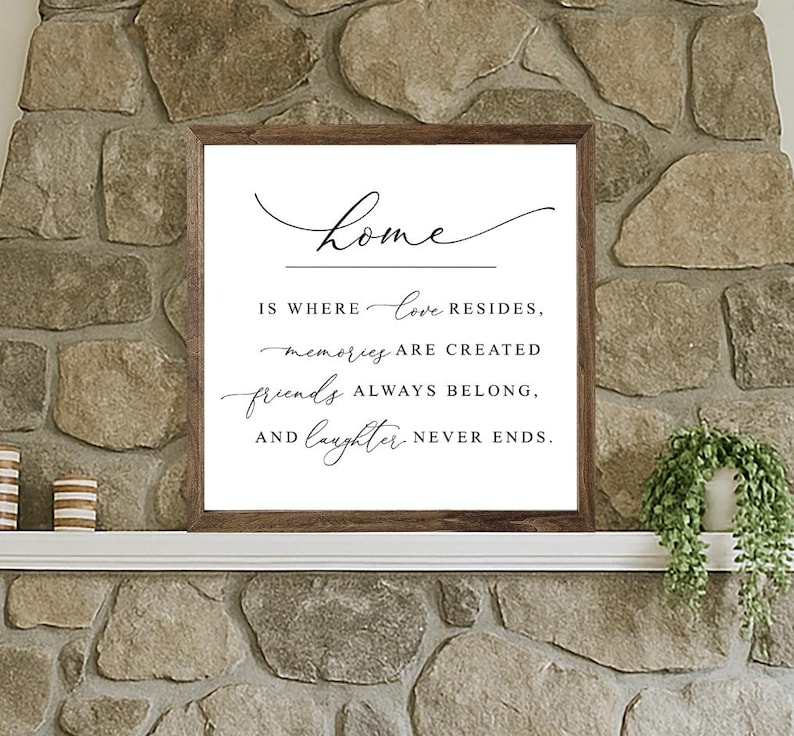 Farmhouse Home Is Where Love Resides Sign, Farmhouse Signs, Living Room Signs, Signs for Home, Wood Framed Signs, Wood Wall Art, Quote Signs