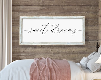Sweet Dreams Sign, master bedroom sign | master bedroom decor | wall decor | bedroom wall art | wood framed signs