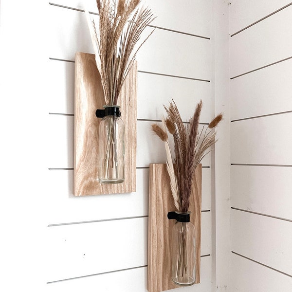 Boho Wood Farmhouse Sconces, Wood Wall Sconces, Farmhouse Wall Decor, Bohemian Modern Decor, Propagation Wall Hanging, Set of 2