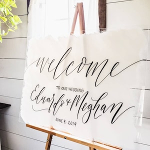 Acrylic Wedding Welcome Sign, Brushed Acrylic Welcome Sign, Acrylic Wedding Signs, Wedding Welcome Sign, Personalized, Modern Wedding image 4