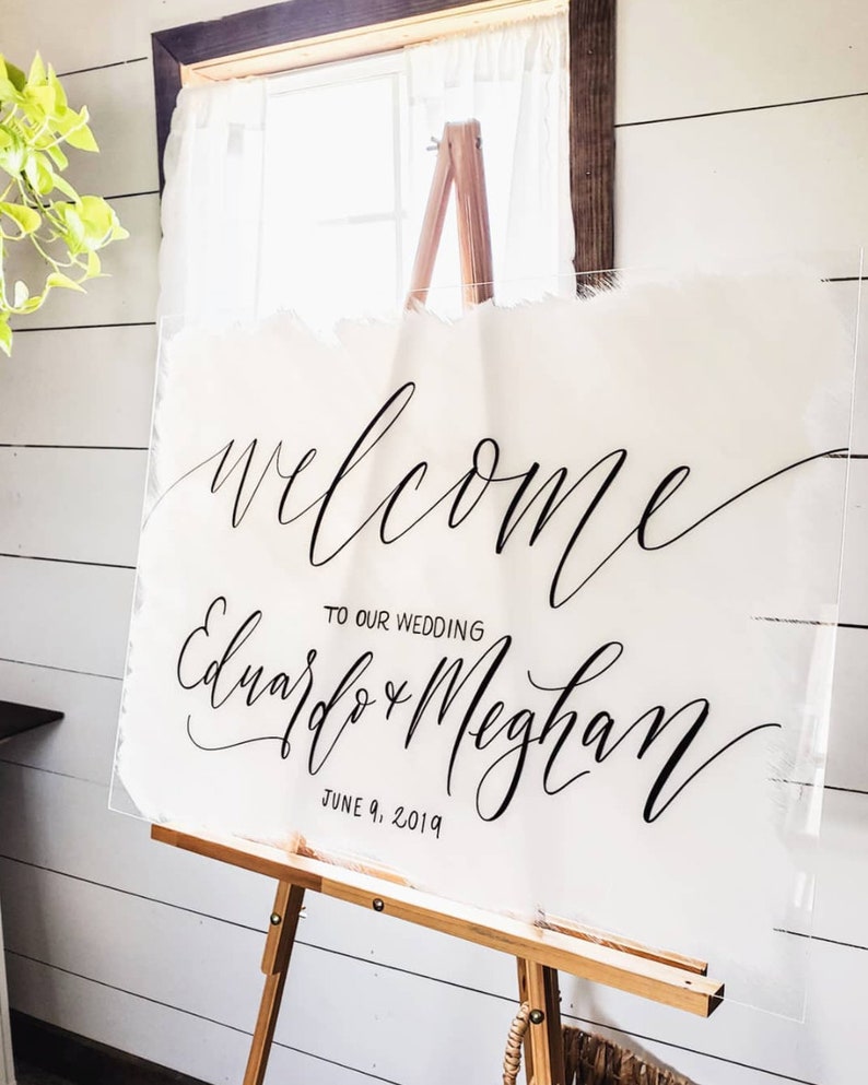 Acrylic Wedding Welcome Sign, Brushed Acrylic Welcome Sign, Acrylic Wedding Signs, Wedding Welcome Sign, Personalized, Modern Wedding image 4