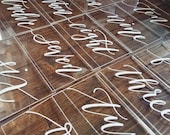 Acrylic Table Numbers with Stands, Clear Wedding Table Numbers, Calligraphy Table Numbers, Plexiglass Wedding Signs, Modern Wedding, A1