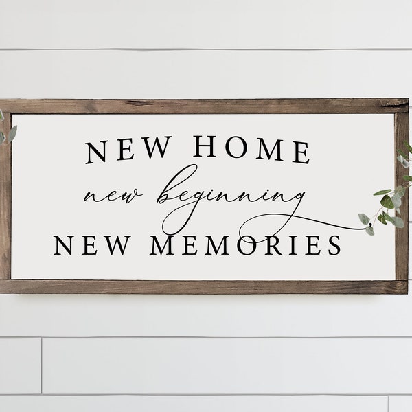 New Home New Beginning | Entryway sign | Farmhouse signs | Housewarming Gift | New Home Owner | Gift from Realtor | Living Room Sign