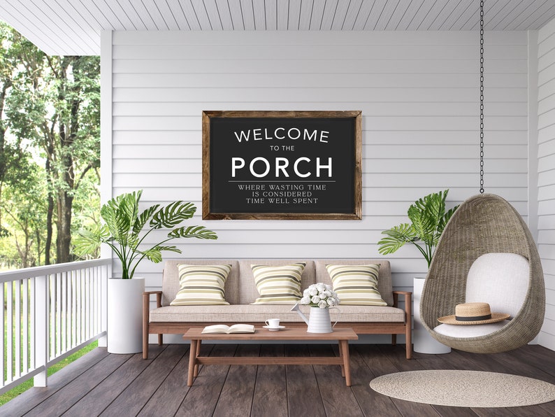 Welcome to the Porch Farmhouse Wood Sign, Porch Sign, Sign for Porch, Farmhouse Sign Quality Print image 3