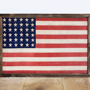 Patriotic American Flag Sign | Patriotic Flag Wall Art | July 4th Independence Day Sign | Living Room Signs | Porch Signs  Quality Print