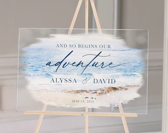 Panneau de bienvenue pour mariage en acrylique Beach Waves, Panneaux de mariage sur la plage, Panneaux en acrylique, Panneaux de mariage en acrylique, Décoration de mariage sur la plage