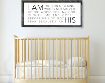 I Am The Son of A King Farmhouse Nursery Sign, Son of A King Sign, Kids Bible Verse Sign, Boy Nursery Sign