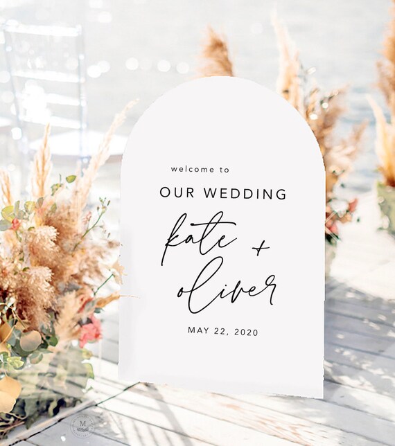 Arched Acrylic Wedding Welcome Sign, Arched Wedding Sign, Modern Wedding Sign, Modern Wedding Decor, Acrylic Signs | Customize Yours!
