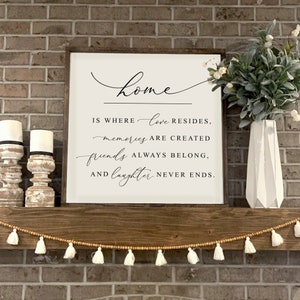 Farmhouse Home Is Where Love Resides Wood Wall Art, Farmhouse Signs, Living Room Signs, Signs for Home, Wood Framed Signs