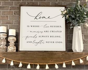 Farmhouse Home Is Where Love Resides Wood Wall Art, Farmhouse Signs, Living Room Signs, Signs for Home, Wood Framed Signs