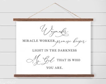 Waymaker Miracle Worker Promise Keeper Hanging Canvas Sign, Bible Verse Sign, Scripture Wall Art, Christian Wall Art, Tapestry Wall Decor