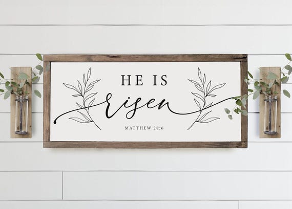 He Is Risen Sign | Easter home decor sign | easter wall decor | easter sign | wood signs | farmhouse wood sign | Easter decor | Spring Decor