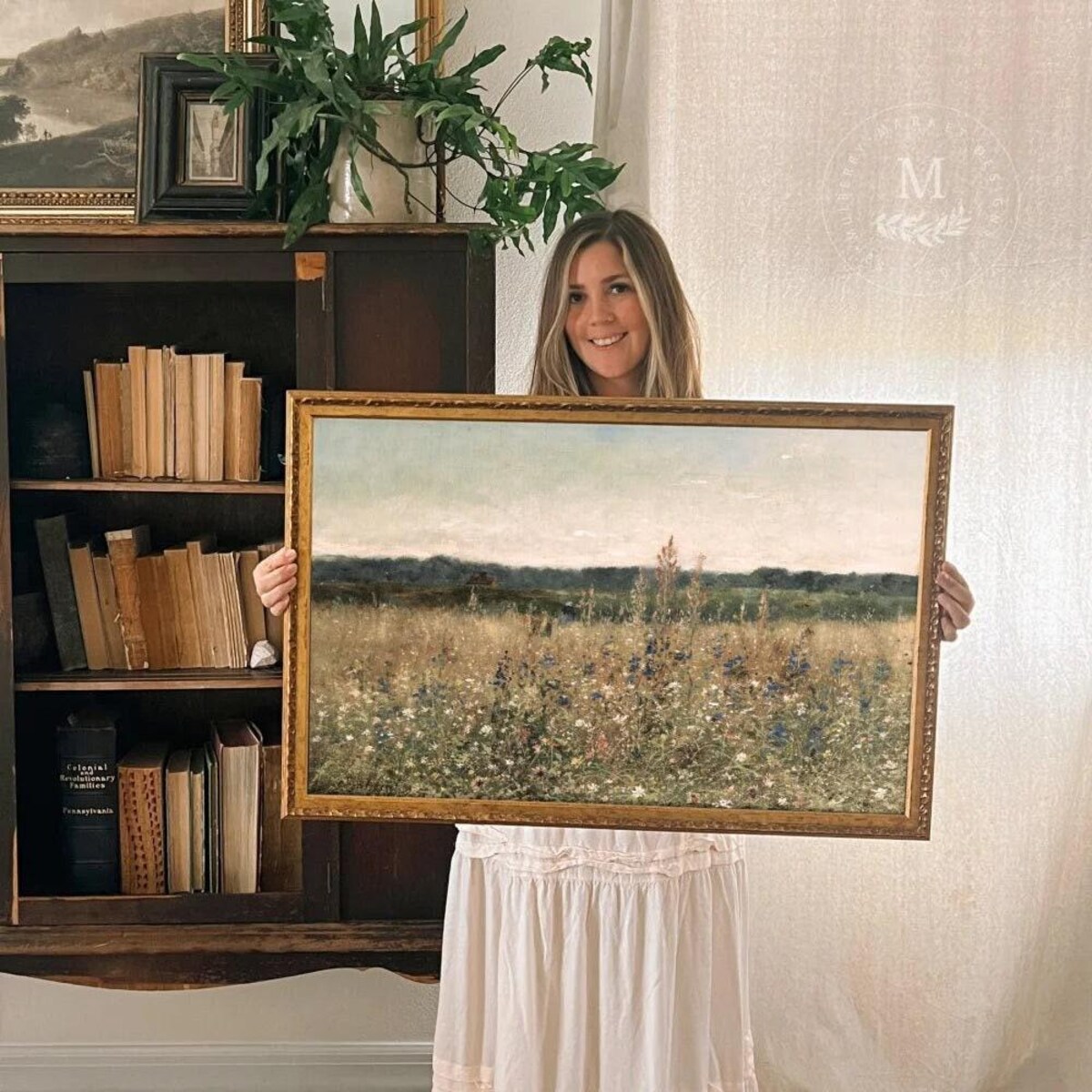 Vintage Gold Framed Meadow Painting, Floral Art, Vintage Wall Art, Antique Art, Vintage Art - Etsy