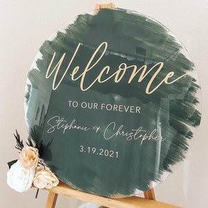 Round Wedding Welcome Sign, Round Acrylic Sign, Acrylic Wedding Sign, Acrylic Welcome Sign. Modern Wedding Sign