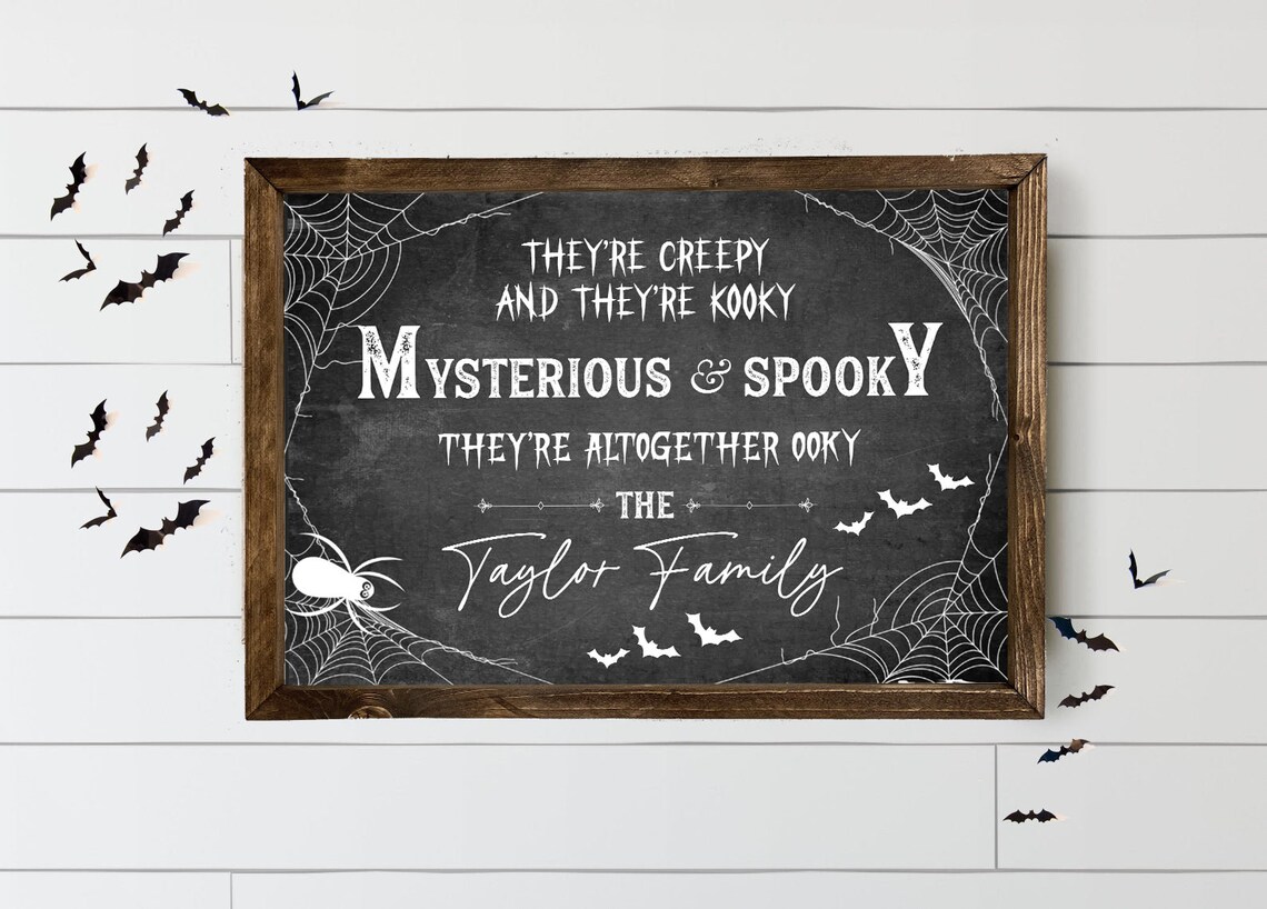 They’re Creepy They’re Kooky - Family Personalized Custom Shaped Home Decor Wood Sign - Halloween Gift For Family Members
